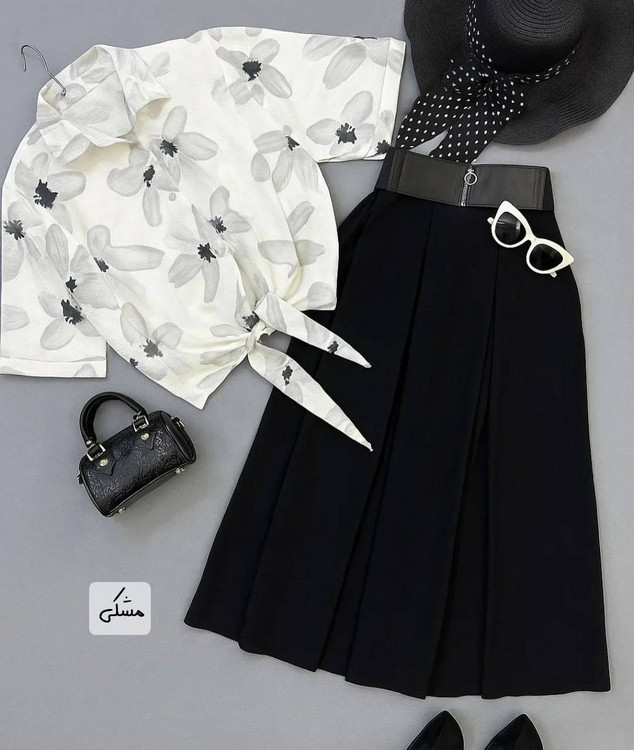 تنخور شیک و راحت ست شومیز دامن زنانه طرح آفتابگردان مناسب استایل مجلسی و روزمره» 👗