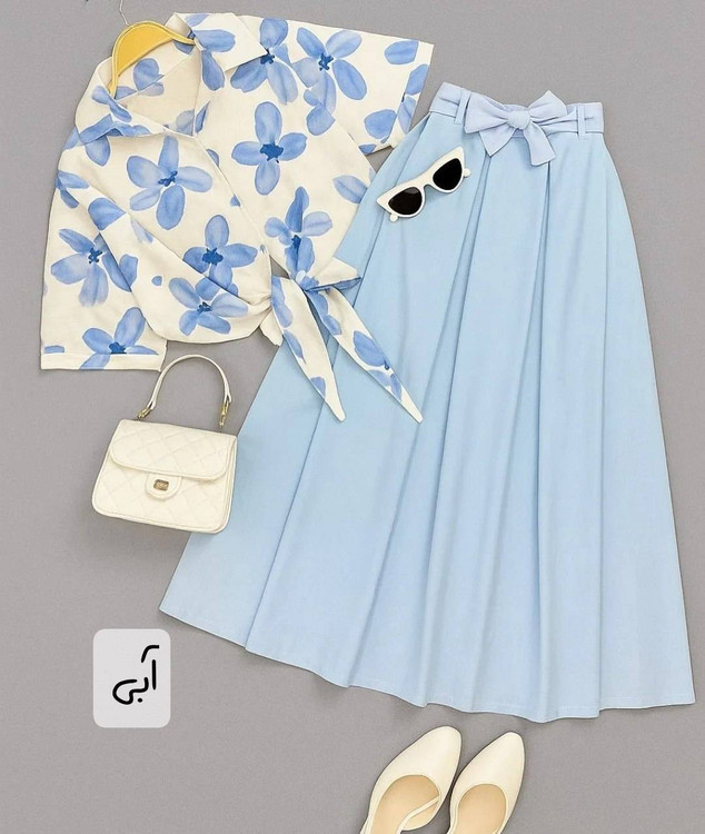 رنگبندی جذاب ست شومیز دامن آفتابگردان در ۵ رنگ مشکی، سرمهای، سبز، آبی و نسکافهای» 🎨