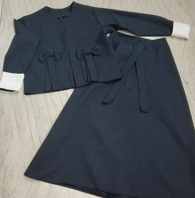 کت دامن نورهان مجلسی زنانه جنس پرشیا دیپلمات رنگ مشکی طوسی سورمهای آروما فشن