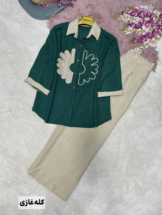 ست شومیز و شلوار زنانه مدل آفتاب رنگ مشکی شیک