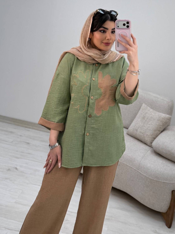 رنگبندی کامل ست شومیز شلوار آفتاب جنس شانتون درجه یک