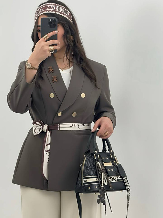 قیمت کت تک مازراتی زنانه همراه با کمربند در رنگبندی متنوع آروما فشن