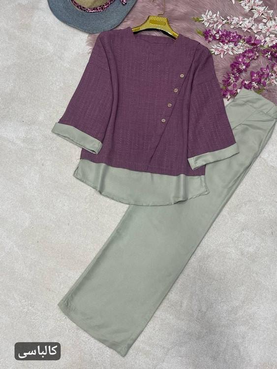 خرید ست شومیز و شلوار زنانه مدل گلشید رنگ کالباسی شیک و باکیفیت | پوشاک آروما فشن با ارسال فوری»