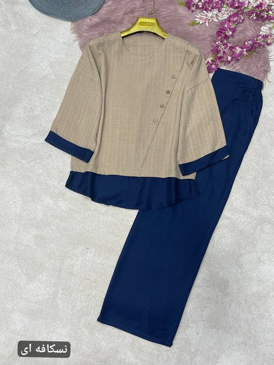 خرید ست شومیز و شلوار زنانه مدل گلشید رنگ گندمی شیک و باکیفیت | پوشاک آروما فشن با ارسال فوری»