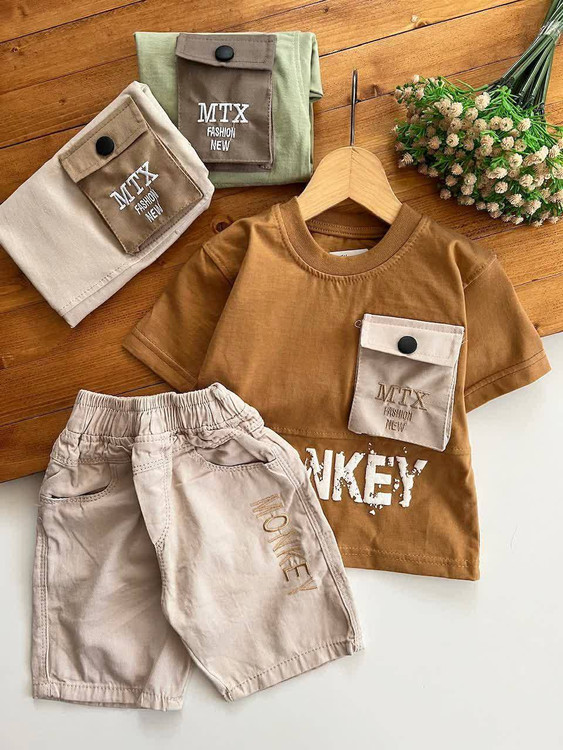 و شلوارک پسرانه ماتریکس Matrix با کیفیت تضمینی آروما فشن - جنس نخ پنبه و کتان درجه یک مناسب ۱ تا ۱۱ سال با ارسال فوری رنگ قهوه ای