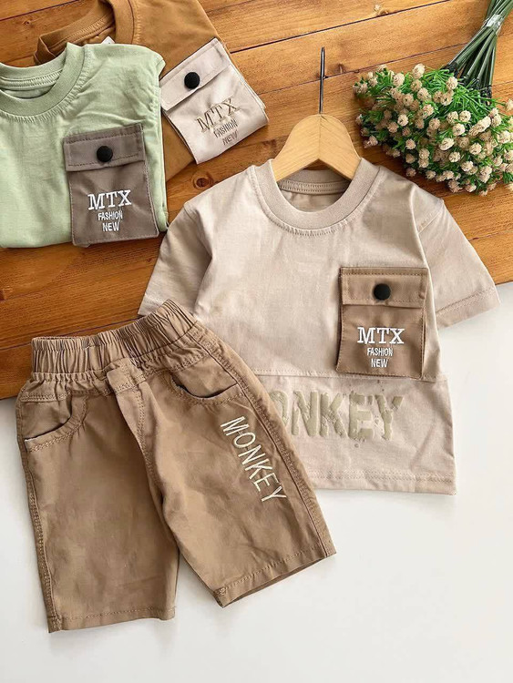 و شلوارک پسرانه ماتریکس Matrix با کیفیت تضمینی آروما فشن - جنس نخ پنبه و کتان درجه یک مناسب ۱ تا ۱۱ سال با ارسال فوری رنگ کرم