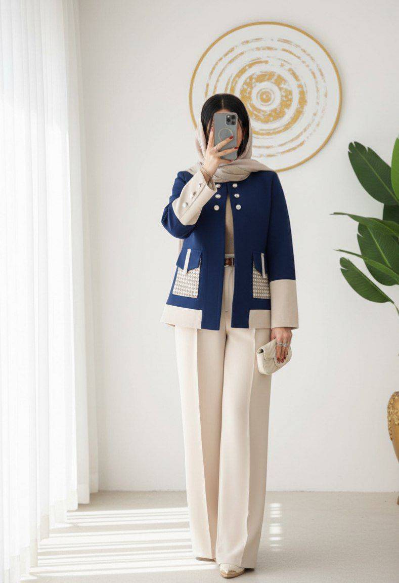 خرید کت و شلوار الیزابت زنانه مشکی مازراتی توئیست درجه یک آروما فشن