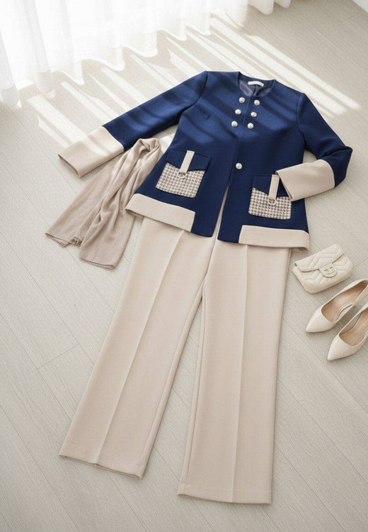 کت و شلوار زنانه دوسایزی مدل الیزابت با ایستایی عالی و لایی پرشین