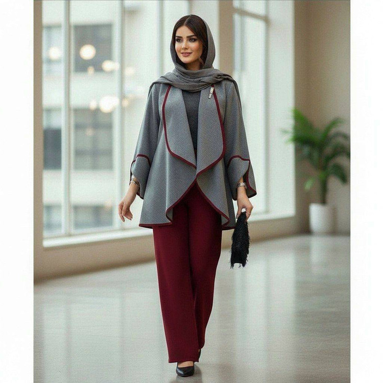 خرید آنلاین ست کت و شلوار زنانه آروما فشن مدل مانلی رنگ زرشکی و سبز🌹✅