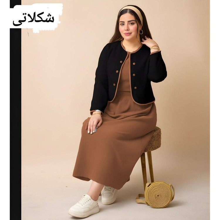 ست کت و سارافون زنانه مدل بهار رنگ شکلاتی باکیفیت عالی🧥✨