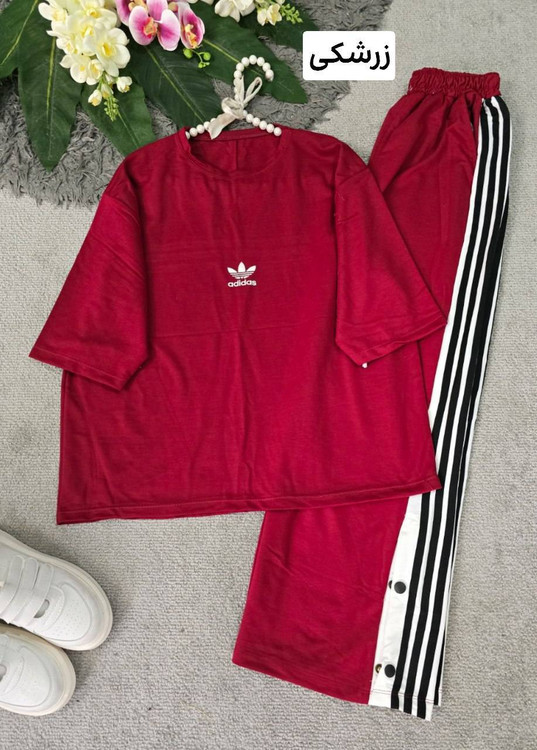 خرید ست تیشرت و شلوار مدل بامک پنبه گلکسی رنگ قرمز عیدانه پوشاک آروما فشن🌸💎