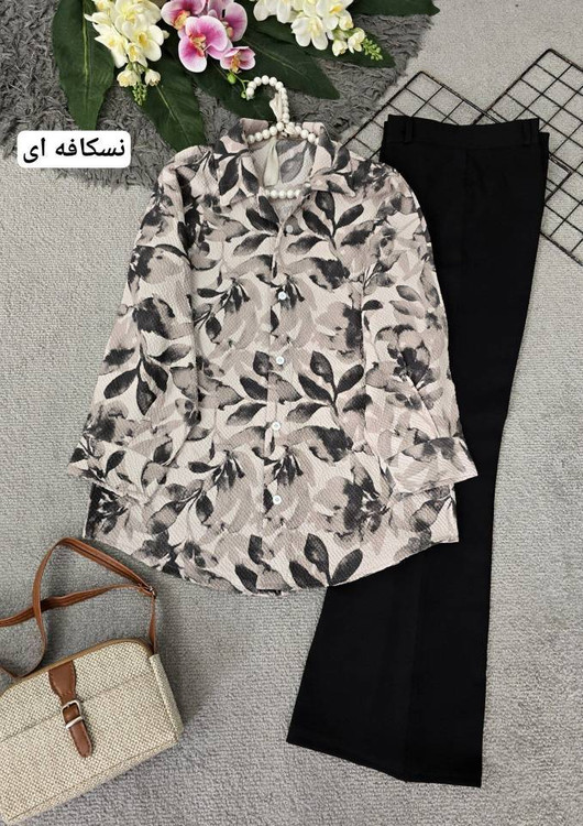 خرید شومیز دلبرانه زنانه جنس کریستال پفکی رنگ نسکافه ای شیک و خنک آروما فشن👗✨