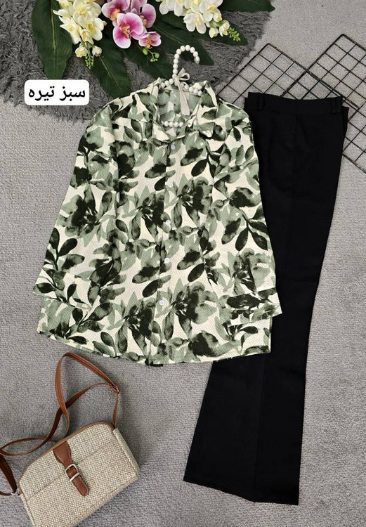 خرید شومیز دلبرانه زنانه جنس کریستال پفکی رنگ سبز تیره شیک و خنک آروما فشن👗✨