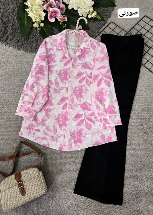 خرید شومیز دلبرانه زنانه جنس کریستال پفکی رنگ صورتی شیک و خنک آروما فشن👗✨