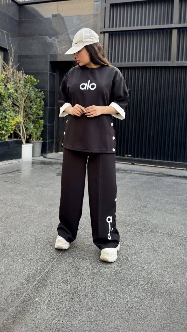 ست بلوز و شلوار زنانه  مدل Alo مشکی H