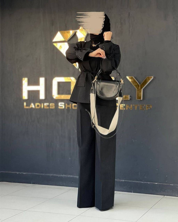 خرید کت و شلوار زنانه مدل فرشته دیپلمات مشکی با کیفیت تضمینی آروما فشن