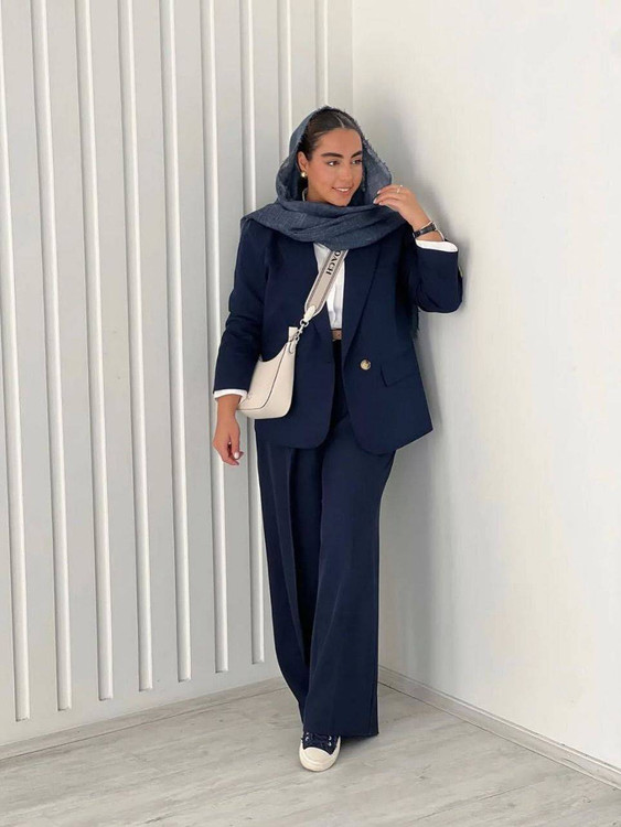 خرید ست کت و شلوار کلاله مازراتی سورمه ای شیک آروما فشن