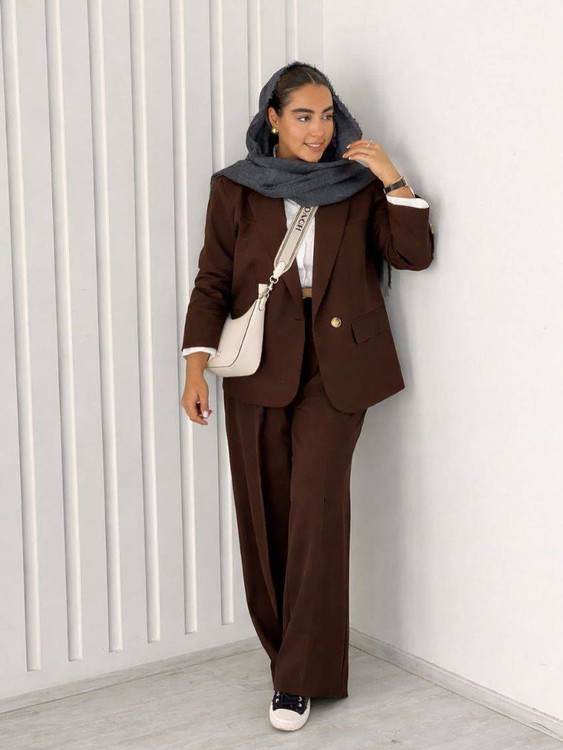 ست مانتو کتی و شلوار کلاله لایه پرشین خورده با تنخور عالی