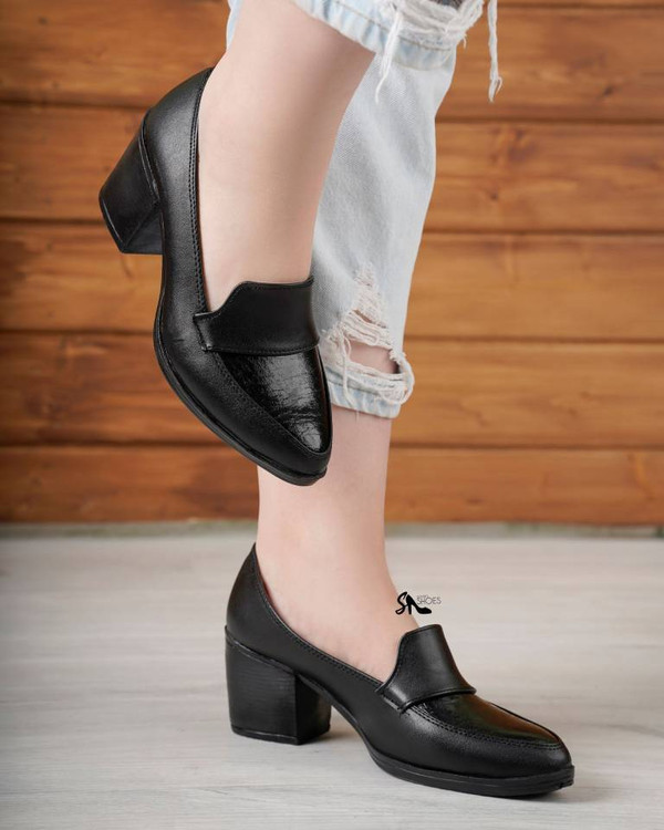 خرید کفش ۷ سانت طبی T زنانه مشکی با زیره پیو و پاشنه راحت در فروشگاه پوشاک آروما فشن