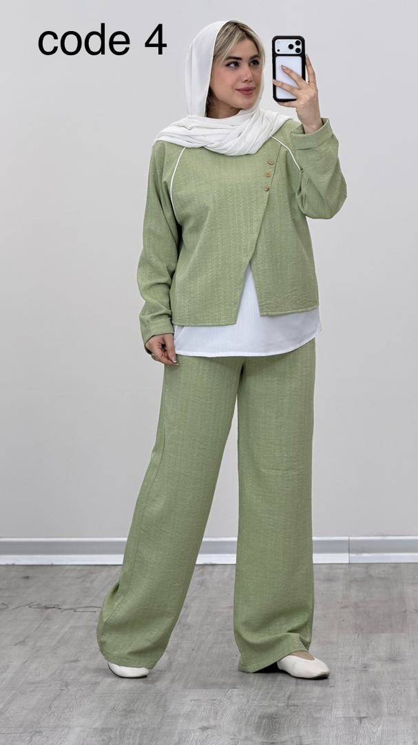 خرید ست ثریا شانتون زیپی مزونی سبز روشن آروما فشن👗✨