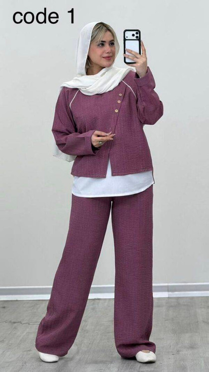 خرید ست ثریا شانتون زیپی مزونی کالباسی آروما فشن👗✨