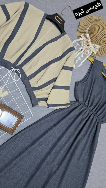 کت و سارافون حدیث طوسی تیره شانتون درجه یک - Hadi Dark Grey