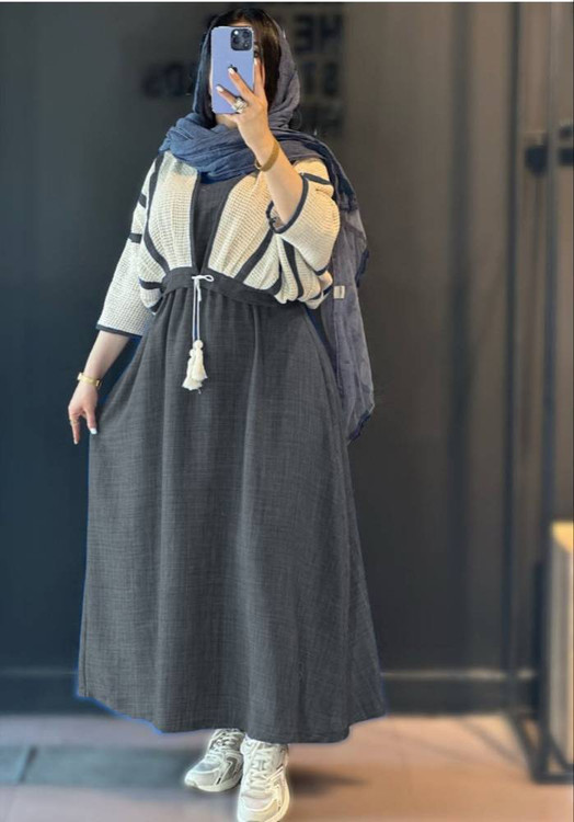 کت و سارافون حدیث آبی شانتون حصیری - Hadi Blue Set