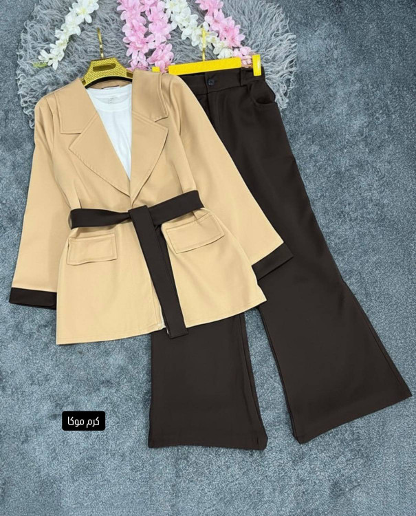 ست کت شلوار سارینا رنگ شکلاتی موکا کیفیت تضمینی Sarina Suit Chocolate Mocha