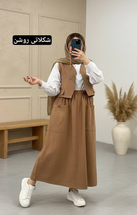 خرید ست سه تیکه مدل ژینا شانتون مزونی شکلاتی روشن پوشاک آروما فشن کد 1184