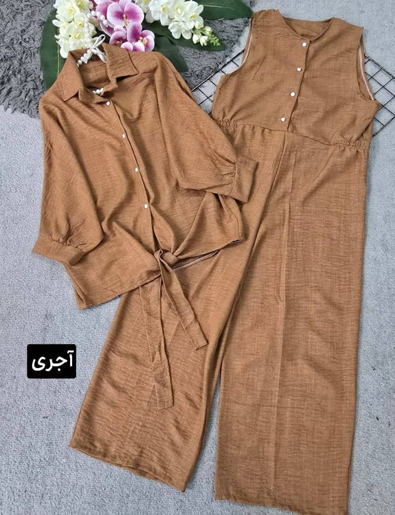 خرید مدل نوژان ست شومیز و اورال شانتون با کیفیت رنگ زرشکی در فروشگاه پوشاک آروما فشن با قیمت عالی و ارسال فوری آجری