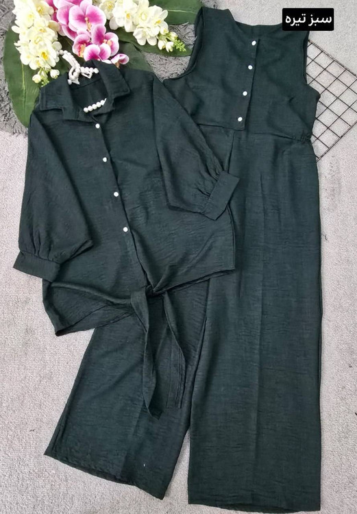خرید مدل نوژان ست شومیز و اورال شانتون با کیفیت رنگ زرشکی در فروشگاه پوشاک آروما فشن با قیمت عالی و ارسال فوری سبز تیره