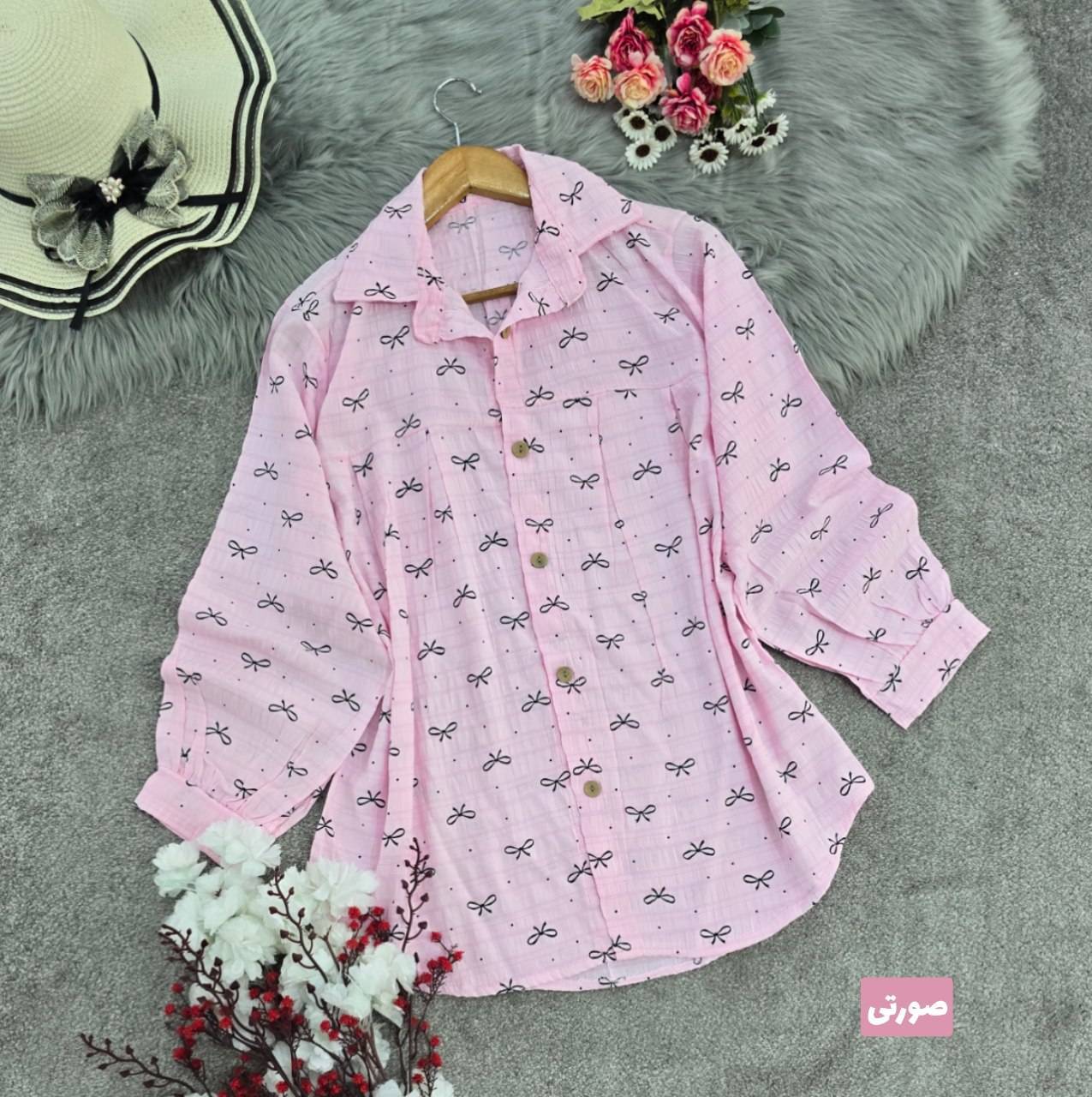 خرید شومیز طرح پاپیون با کیفیت عالی و طرح جذاب. آروما فشن رنگ صورتی