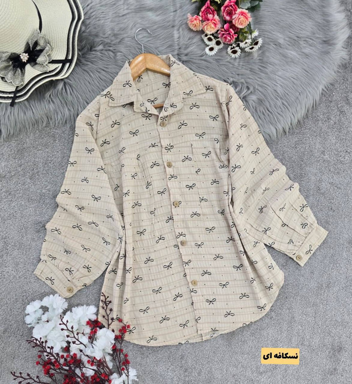 خرید شومیز طرح پاپیون با کیفیت عالی و طرح جذاب. آروما فشن رنگ نسکافه ای