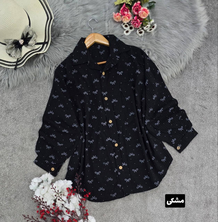 خرید شومیز طرح پاپیون با کیفیت عالی و طرح جذاب. آروما فشن رنگ مشکی