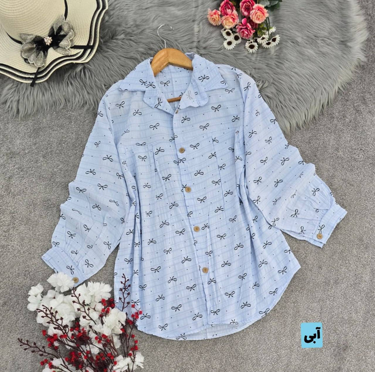 خرید شومیز طرح پاپیون با کیفیت عالی و طرح جذاب. آروما فشن رنگ آبی