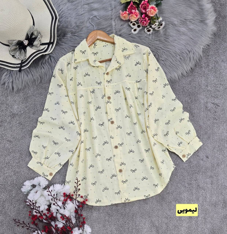 خرید شومیز طرح پاپیون با کیفیت عالی و طرح جذاب. آروما فشن رنگ لیمویی