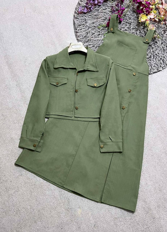 جزئیات دوخت و دکمههای کت کوتاه ست بیلر کتان کش پوشاک آروما فشن