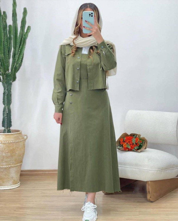 نمای نزدیک از کیفیت پارچه کتان کش اعلا ست کت و بیلر مدل نسیم آروما فشن