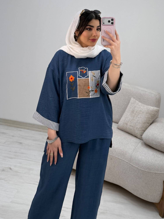 شومیز و شلوار صوفیا مدل سوگند رنگ سبز یشمی با تنخور عالی - آروما فشن داراب