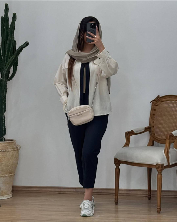 شومیز شلوار فیروزه زنانه جنس لینن درجه یک آروما فشن ست شیک و خنک تابستانی مشکی