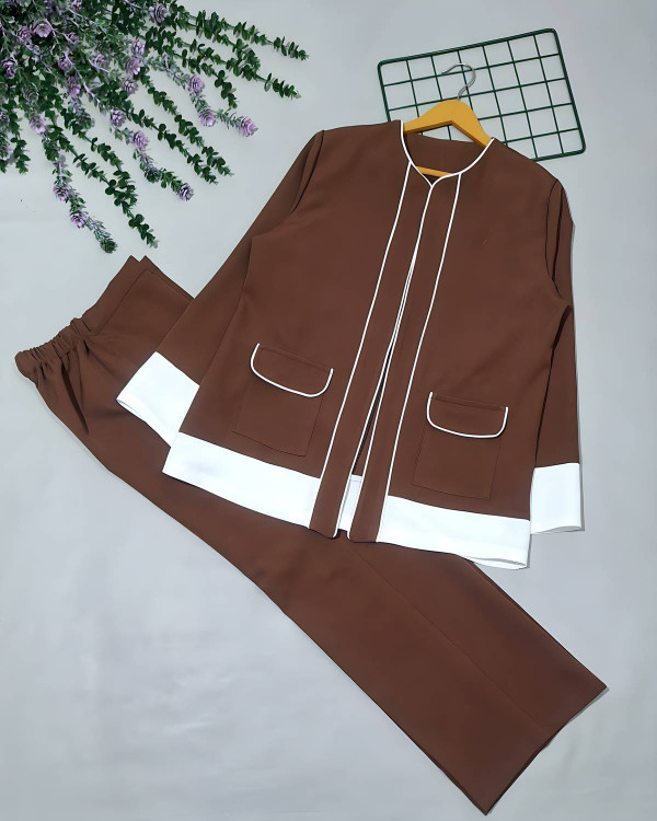 کت و شلوار میشا مازراتی مشکی نواردوزی شده با تنخور عالی و شیک آروما فشن