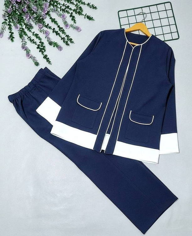 استایل شیک با کت و شلوار میشا نواردوزی شده مناسب خانمهای خوشپوش آروما فشن