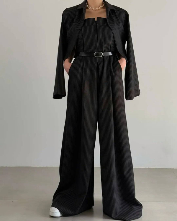 خرید ست کت و اورال دیپلمات رنگ مشکی مدل دامنشلواری شیک آروما فشن Diplomat Set Black