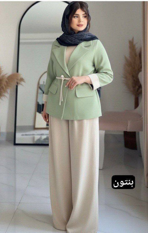 کت و شلوار زنانه مدل یسنا رنگ نسکافه ای با تنخور عالی