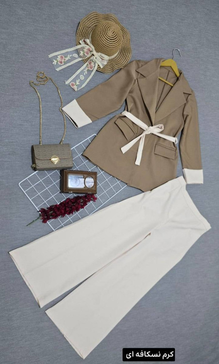 ست کت و شلوار یسنا مازراتی با کمربند تنظیم سایز کمر کت