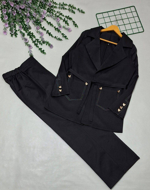 کت و شلوار مجلسی زنانه مشکی مدل قلبی مناسب مراسم و مهمانیهای خاص 💎✨