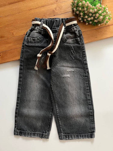 شلوار بگ لی اسپرت ذغالی دخترانه و پسرانه کمر کش آروما فشن