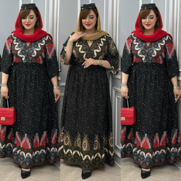 پیراهن مجلسی زنانه مدل آلاله k با طرحهای سنتی و جنس الیزه درجه یک - پوشاک آروما فشن