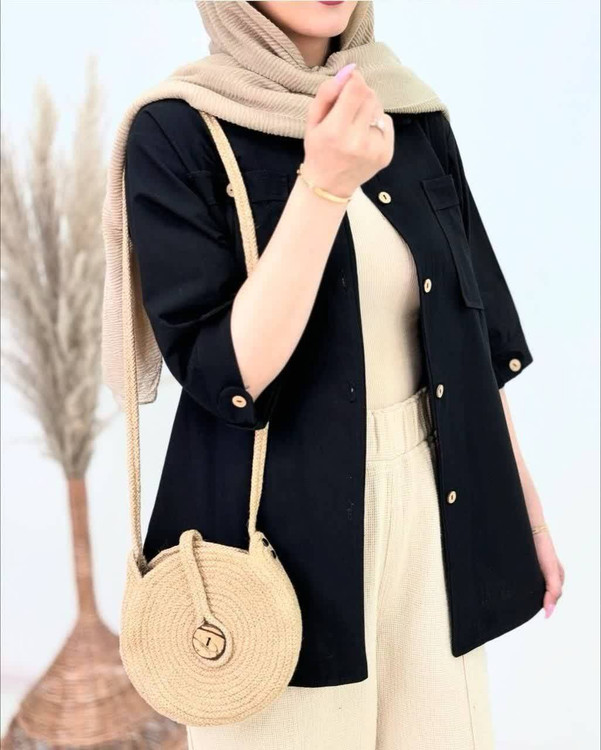 خرید مانتو مدل بنفشه k5 لنین نچرال آروما فشن با کیفیت عالی و ارسال سریع مشکی