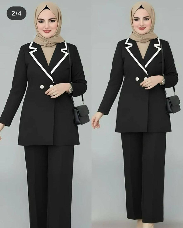 کت و شلوار زنانه مدل دلارام جنس مازراتی درجه یک در رنگهای مشکی، سورمهای و قهوهای - پوشاک آروما فشن رنگ مشکی